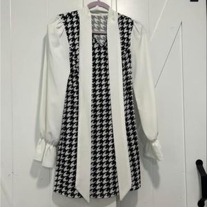 Classy black and white dress with neck tie